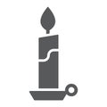 Candle glyph icon, flame and fire, candlelight sign, vector graphics, a solid pattern on a white background Royalty Free Stock Photo
