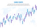 Candle graph. Stock market exchange marketing statistics risk finance trade investment indices growth chart world globe