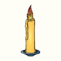 Candle, hand drawn doodle, simple colorful drawing, sketch illustration