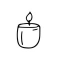 Candle hand drawn in doodle style. single element scandinavian hygge monochrome minimalism simple. cozy home, interior. design