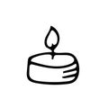 Candle hand drawn in doodle style. single element scandinavian hygge monochrome minimalism simple. cozy home, interior. design