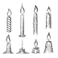 Candle hand drawn set Royalty Free Stock Photo