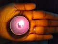 Candle on hand ocation of Diwali colorful candle