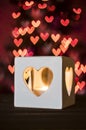 Candle with heart bokeh - Valentine's Day Royalty Free Stock Photo