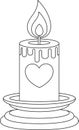 Candle with heart, Valentine\'s coloring page Royalty Free Stock Photo