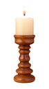 Candle and Holder with Flame isolated Royalty Free Stock Photo