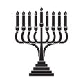 Candle holder / Hanukkah menorah with a nine candle lit flat vector icon for the apps and website Royalty Free Stock Photo