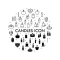 Candle icon set. Flat icons Christmas candles isolated on white background