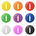 Candle icons set 9 colors isolated on white. Collection of glossy round colorful buttons. Vector illustration for any design Royalty Free Stock Photo