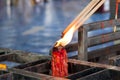 Candle and incense burning Royalty Free Stock Photo