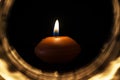 Candle inside light circle in the dark