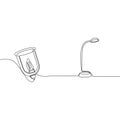 candle lamp AND CUTE TABLE LAMP ONE LINE CONTINUOUS LINE DECORATIVE FLOOR LAMP STANDING LIGHTING Royalty Free Stock Photo