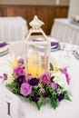 Candle Lantern Wedding Reception Centerpieces Royalty Free Stock Photo