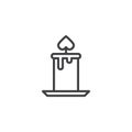 Candle light burn line icon