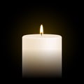 Candle tealight or tea light vector 3D realistic icon burning flame fire