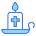 candle, light, cross Blue Outline Simple Icon