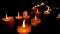 Candle light in dark temple Royalty Free Stock Photo