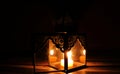 Candle light in the darkness and candle holder Royalty Free Stock Photo