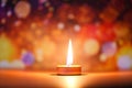 Candle light dinner - candlelight decoration accessories holiday with colorful bokeh blur background Royalty Free Stock Photo