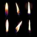 Candle light and flame vector set