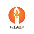 Candle light icon logo design vector template Royalty Free Stock Photo