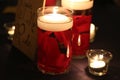 A candle light romantic wedding table decorations Royalty Free Stock Photo