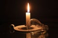 Candle and a lightbulb on a black background. A concept of electricity crisis in South Africa. Royalty Free Stock Photo