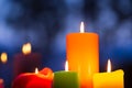 Candle lights in the evening, reflections in the window Royalty Free Stock Photo