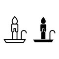 Candle line and glyph icon. Flame web vector illustration isolated on white. Candlestick outline style design, designed