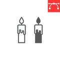 Candle line and glyph icon, thanksgiving and christmas, candle sign vector graphics, editable stroke linear icon, eps 10