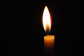 Candle that are lit in the dark. Flame in darkness Royalty Free Stock Photo