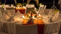 Candle lit outdoor table setting at function Royalty Free Stock Photo