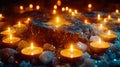 A candle lit stone with candles on it Royalty Free Stock Photo