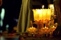 Candle lit thai culture walk in Asalha Puja day, Magha Puja day, Visakha Puja Day Royalty Free Stock Photo