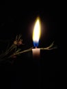 candle lit up in night shot dark Royalty Free Stock Photo