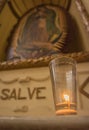 Candle Lit for virgin in Mexican church Royalty Free Stock Photo