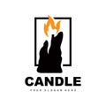 Candle Logo, Elegant Romantic Candle Light Dinner Flame Light Design, Traditional Spa Candle Vector Royalty Free Stock Photo