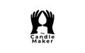 Candle Logo Simple Design,Hand Holding Candle, Black And White, Negative Space