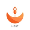 Candle logo vector template. Stylized religion and charity icon.