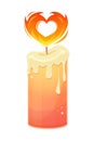 Candle love with fire in heart shape. Valentines day. Vector illustration for design Royalty Free Stock Photo