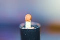 Candle macro picture on blue background Royalty Free Stock Photo