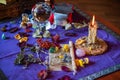 Candles magic. Witchcraft for love, luck, money, spells Royalty Free Stock Photo