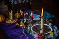 Candle magic at home, Pagan and occultism concept
