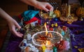 Candle magic at home, Pagan and occultism concept