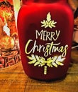 Candle, Mason jar, Seasonal, `Merry Christmas`