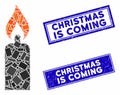 Candle Mosaic and Distress Rectangle Christmas Is Coming Watermarks