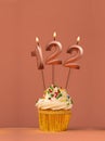 Candle number 122 - Cupcake birthday in coral fusion background