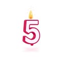 Candle number five Royalty Free Stock Photo