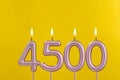 Candle number 4500 - Number of followers or likes Royalty Free Stock Photo
