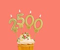 Number of followers or likes - Candle number 2500 Royalty Free Stock Photo
